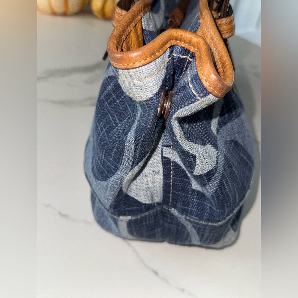 Coach Denim Signature Mini Tote Shoulder Bag #F12195 Rare Vintage - Picture 9 of 17